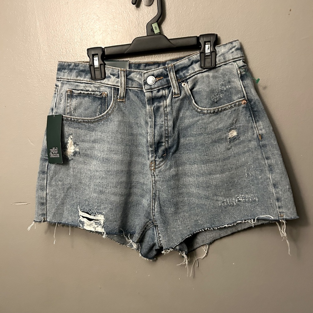 Wild Fable shorts - light blue distressed denim high waisted raw hem NWT